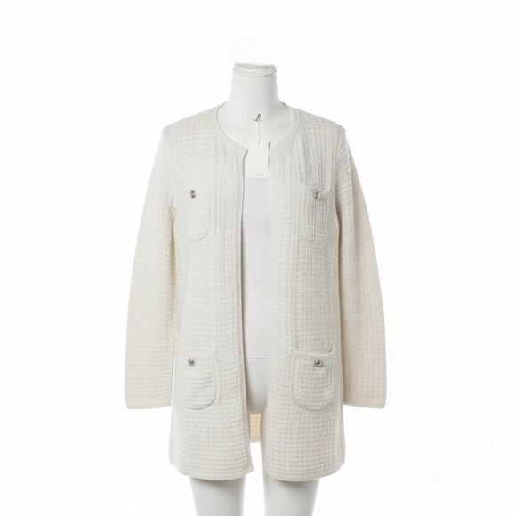 NWT Talbots Women's Textured Metallic Knit Cardigan Coat M - Picture 3 of 13